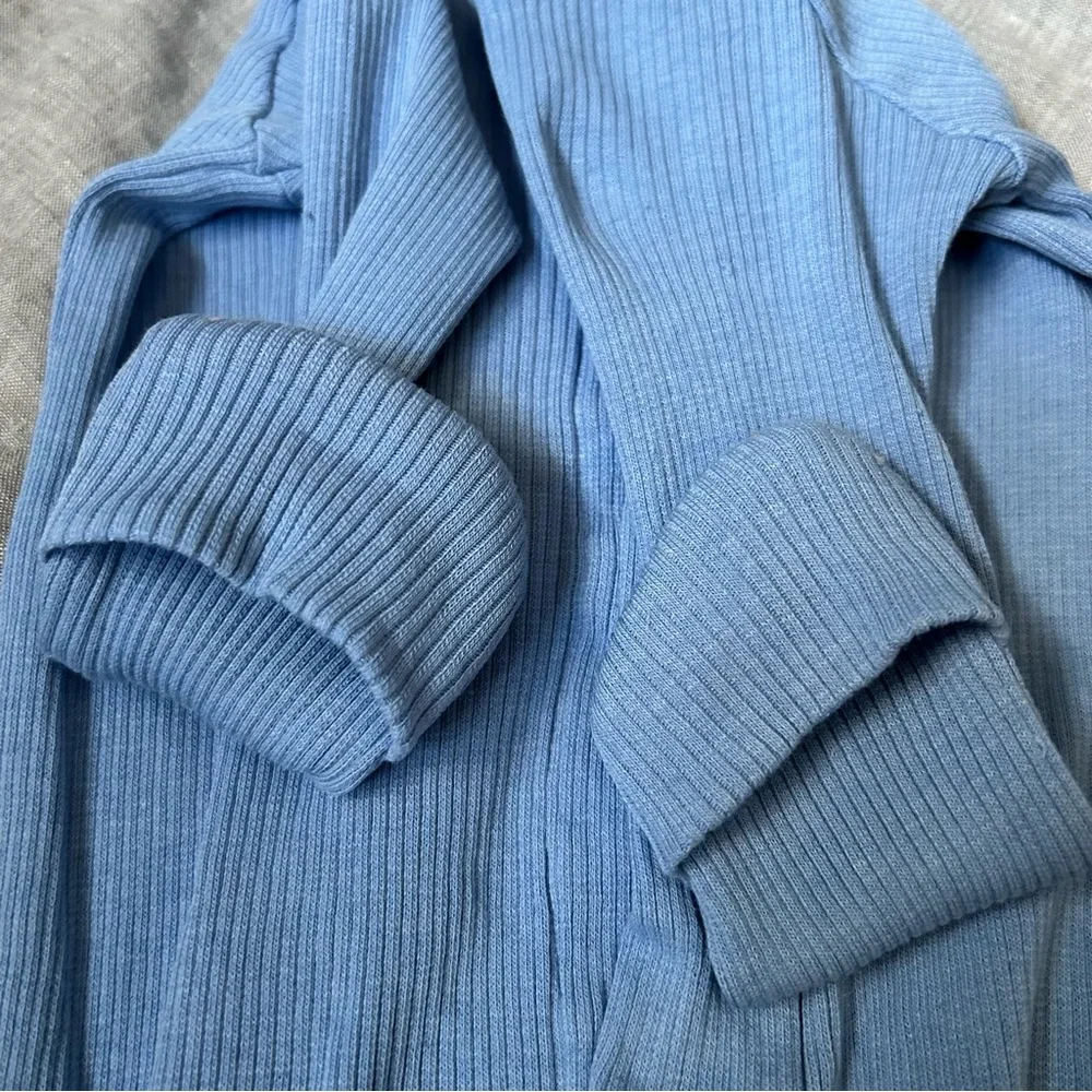 Magnetic Me Blue Ribbed Magnetic One Piece Footie Organic Cotton Modal 3-6 Month